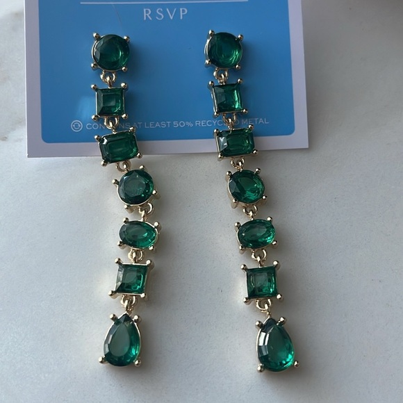 🌿 DRAPER JAMES Rhinestone Drop Earrings, NWT - Picture 3 of 4